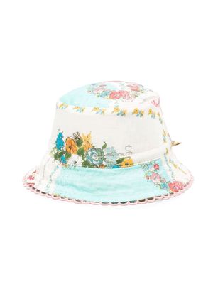 ZIMMERMANN Kids floral-print bucket hat - Neutrals