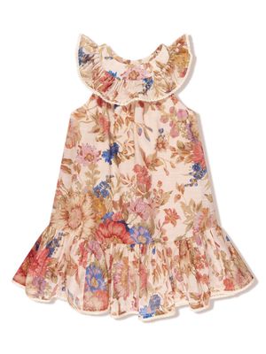 ZIMMERMANN Kids floral-print cotton dress - Neutrals