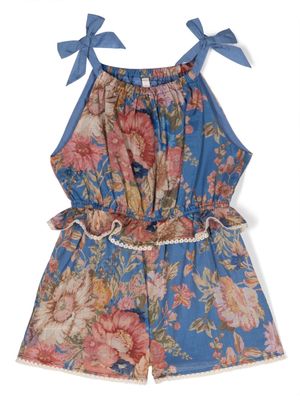 ZIMMERMANN Kids floral-print cotton jumpsuit - Blue