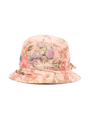 ZIMMERMANN Kids floral-print drawstring bucket hat - Pink