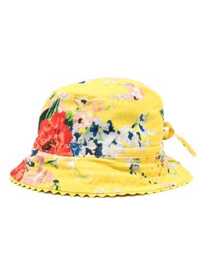 ZIMMERMANN Kids floral-print drawstring bucket hat - Yellow