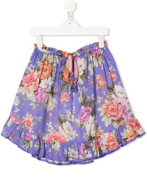 ZIMMERMANN Kids floral-print flared skirt - Purple