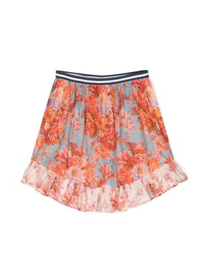 ZIMMERMANN Kids floral-print ruffle-detail skirt - Pink