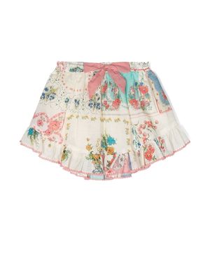 ZIMMERMANN Kids floral-print ruffle mini skirt - Neutrals