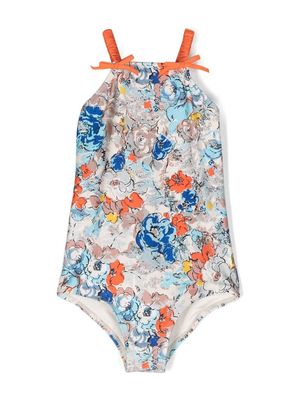 ZIMMERMANN Kids floral-print stretch swimsuit - Blue
