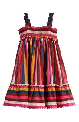 Zimmermann Kids' Ginger Shirred Cotton Dress in Multi Stripe