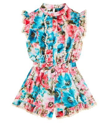 Zimmermann Kids Halycon floral cotton playsuit