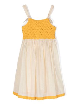 ZIMMERMANN Kids Junie crochet-knit flared dress - Yellow