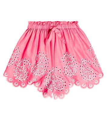 Zimmermann Kids Junie embroidered cotton shorts