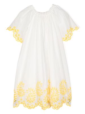 ZIMMERMANN Kids Junie floral-embroidered cotton dress - White