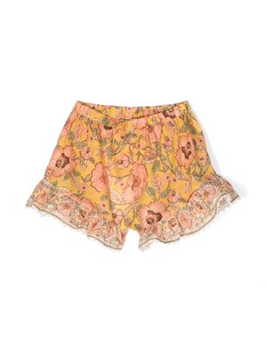 ZIMMERMANN Kids Junie floral-print ruffle-trim shorts - Yellow