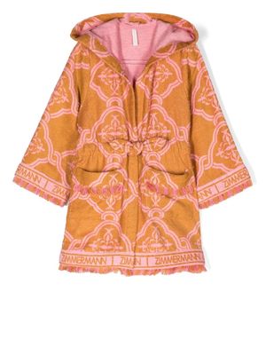 ZIMMERMANN Kids logo-print hooded robe - Orange