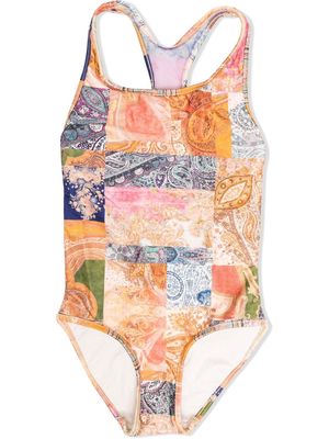 ZIMMERMANN Kids patchwork paisley-print swimsuit - Neutrals