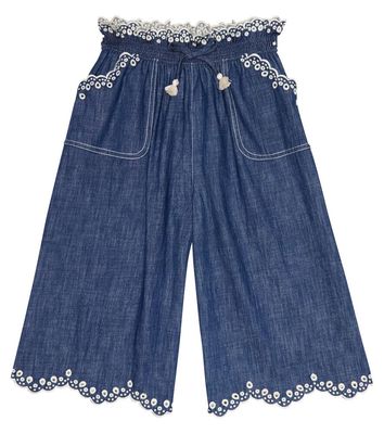 Zimmermann Kids Tiggy Scallop embroidered denim pants