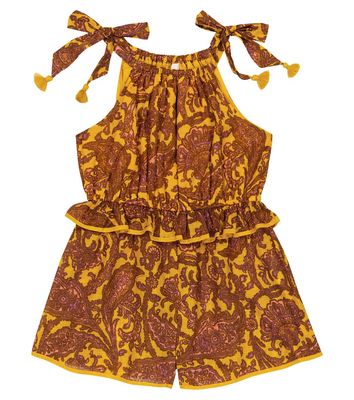 Zimmermann Kids Tiggy Tie printed cotton playsuit