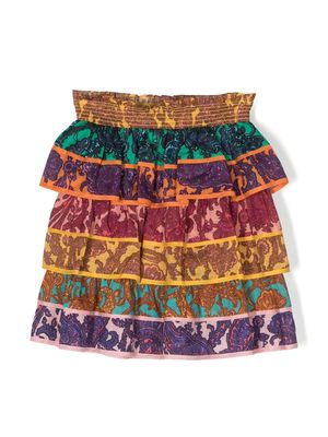 ZIMMERMANN Kids Tiggy tiered paisley-print skirt - Orange