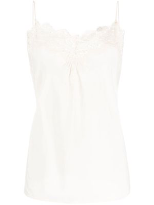 ZIMMERMANN lace-trim ruched tank top - Neutrals