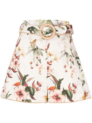 ZIMMERMANN Lexi floral-print linen shorts - Neutrals