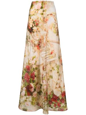 ZIMMERMANN Luminosity floral-print silk skirt - Neutrals