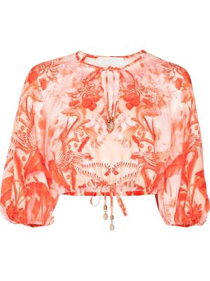 ZIMMERMANN Lyre cropped blouse - Red