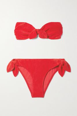 Zimmermann - Lyre Knotted Terry Bandeau Bikini - Red