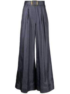 ZIMMERMANN Lyrical belted wide-leg silk trousers - Blue