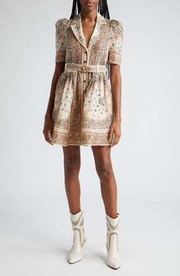 Zimmermann Matchmaker Bandana Print Organza Shirtdress in Cream Bandana