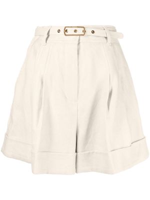 ZIMMERMANN Matchmaker belted linen tailored shorts - White