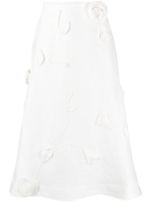 ZIMMERMANN Matchmaker floral-appliqué linen skirt - Neutrals