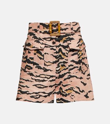 Zimmermann Matchmaker Safari printed linen shorts