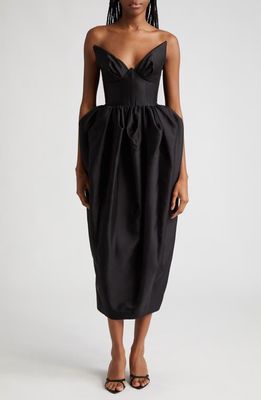 Zimmermann Matchmaker Silk & Wool Bustier Midi Dress in Black