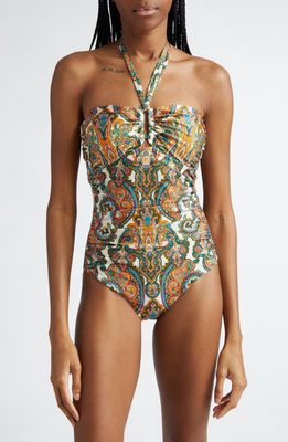 Zimmermann Ottie Wide Link One-Piece Swimsuit in Multi Paisley