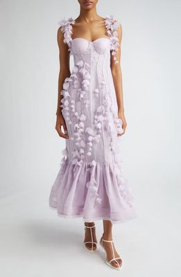 Zimmermann Petals Linen & Silk Corset Gown in Lilac