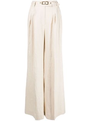 ZIMMERMANN pleat-detailing linen tailored trousers - White