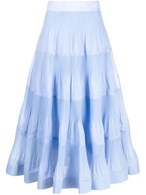 ZIMMERMANN pleated tiered midi skirt - Blue