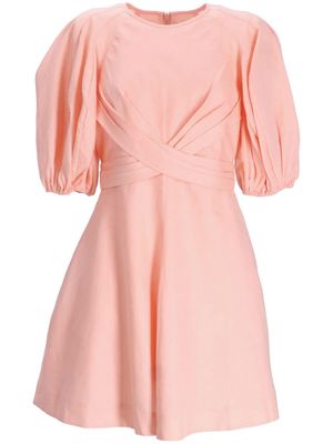 ZIMMERMANN puff-sleeve linen minidress - Pink