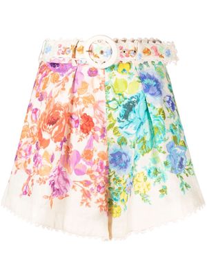 ZIMMERMANN Raie floral-print shorts - Neutrals