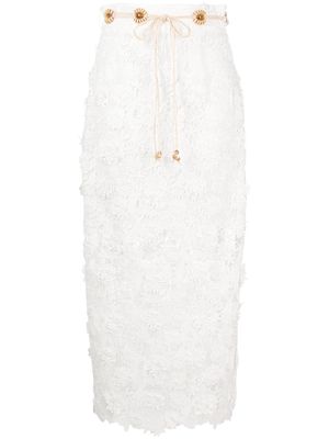 ZIMMERMANN Raie lace midi skirt - White