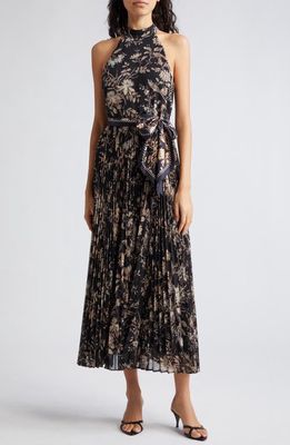 Zimmermann Sunray Picnic Pleated Chiffon Midi Dress in Black Mockingbird