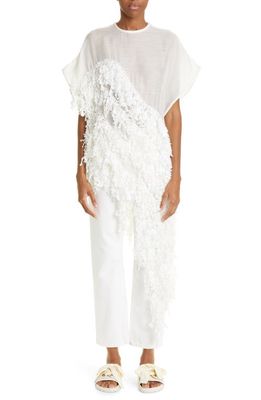 Zimmermann Tama 3D Floral Asymmetric Linen & Silk Dress in Ivory
