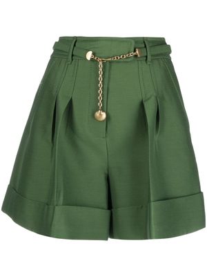 ZIMMERMANN Tama belted pleated shorts - Green