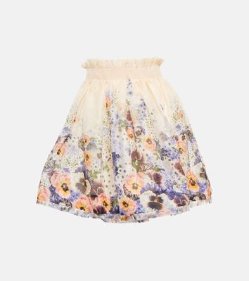 Zimmermann Tama floral linen and silk miniskirt