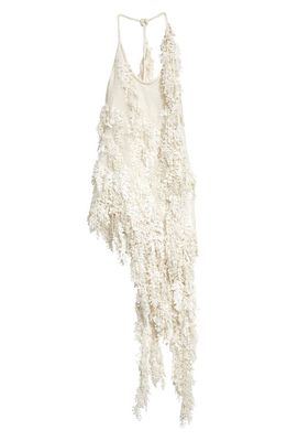 Zimmermann Tama Sequin Asymmetric Linen & Silk Organza Tank Dress in Ivory