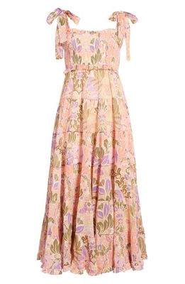 Zimmermann Violet Floral Cotton & Silk Tiered Sundress in Lilac Floral