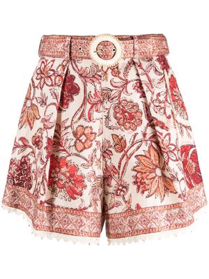 ZIMMERMANN Vitali printed linen shorts - Red