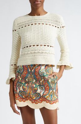 Zimmermann Waverly Cotton Crochet Sweater in Cream