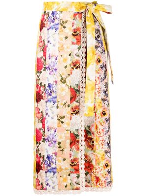 ZIMMERMANN Wonderland floral-print wrap skirt - Yellow
