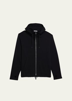 Zip-Front Knit Hoodie