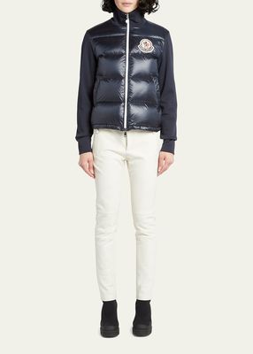 Zip-Up Cardigan with Puffer Front