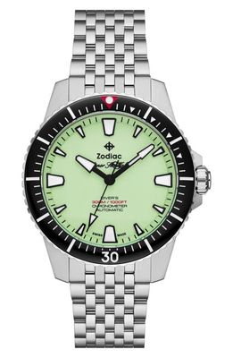 Zodiac Pro Diver Bracelet Watch, 42mm in Silver 